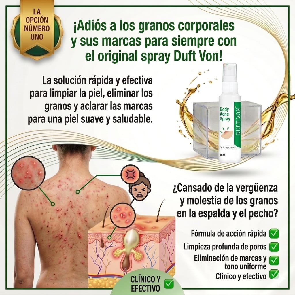 Spray Duft Von para eliminar los granos del cuerpo