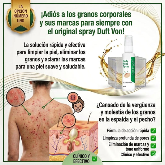 Spray Duft Von para eliminar los granos del cuerpo